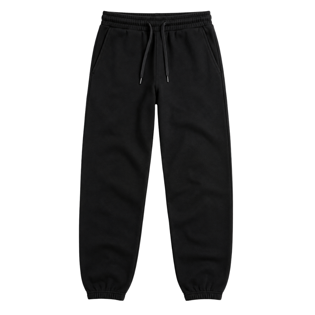 Premium Cotton Fleece Relaxed Joggers – Black | GINBENTLIN