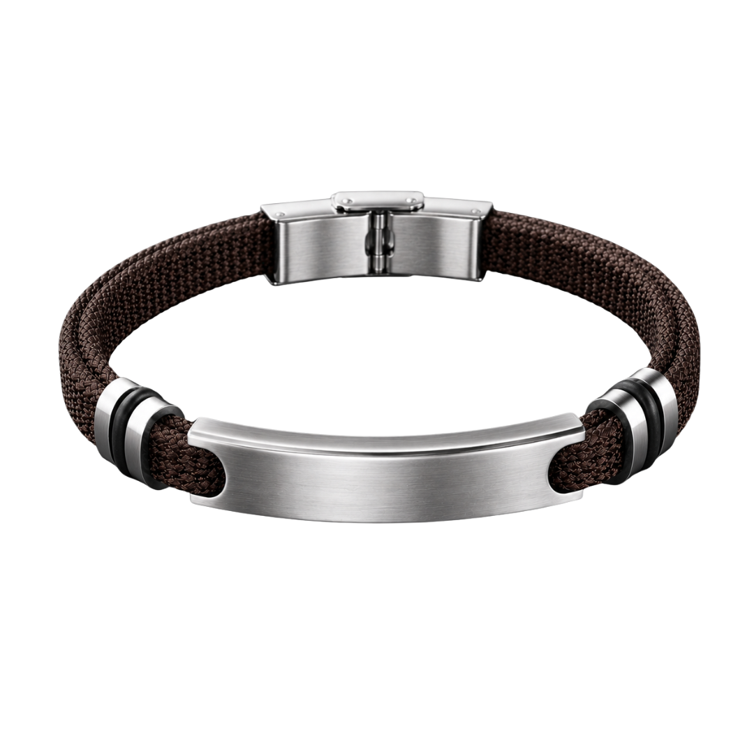 Stainless Steel & Braided Fabric Bracelet – Espresso Brown | GINBENTLIN