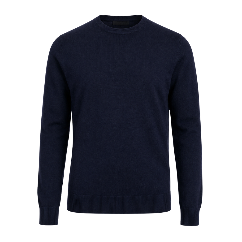 Premium Merino Wool Crew-Neck Sweater – Navy | GINBENTLIN