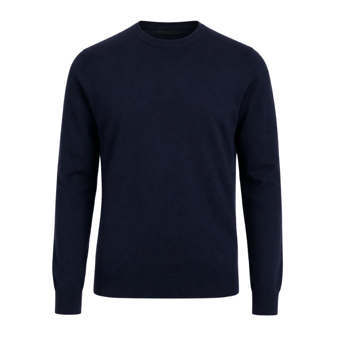 Premium Merino Wool Crew-Neck Sweater – Navy | GINBENTLIN