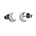 Brushed Stainless Steel Crescent Moon Earrings – Silver | GINBENTLIN