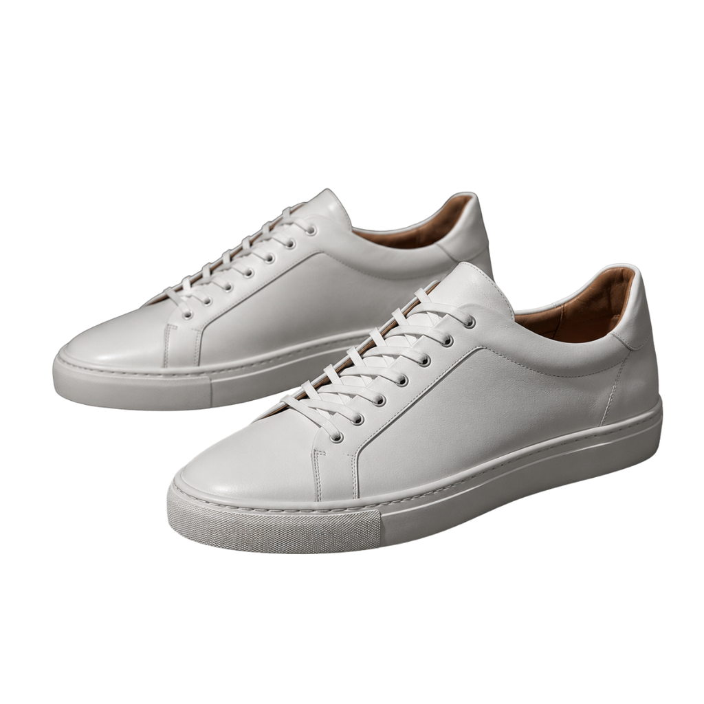 Premium Leather Low-Top Trainers – White | GINBENTLIN