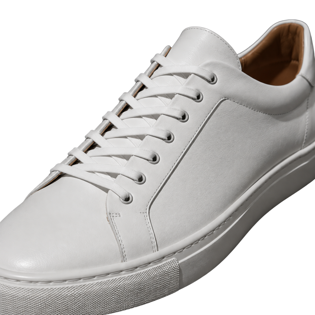 Premium Leather Low-Top Trainers – White | GINBENTLIN