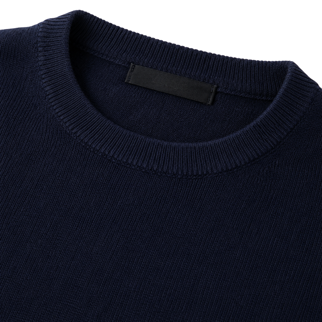 Premium Merino Wool Crew-Neck Sweater – Navy | GINBENTLIN