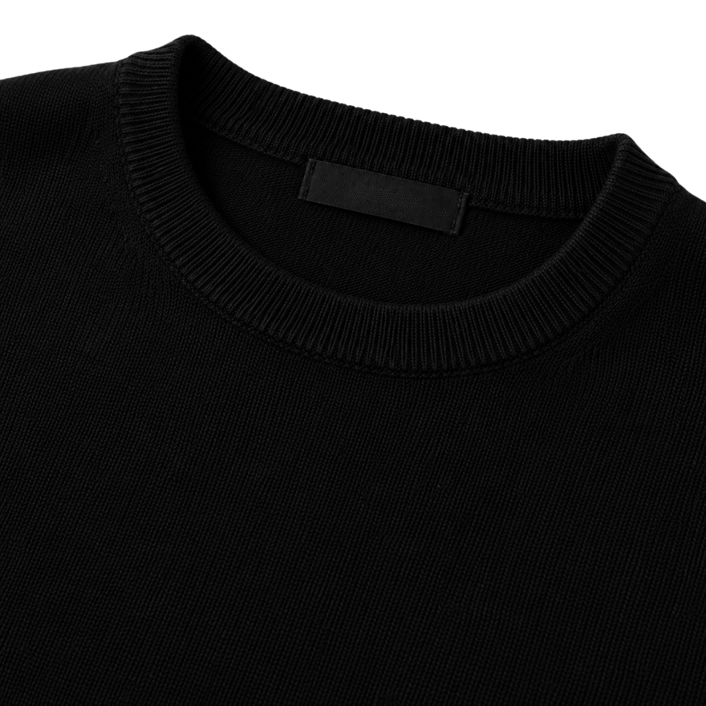 Black Merino Wool Crew-Neck Sweater | GINBENTLIN