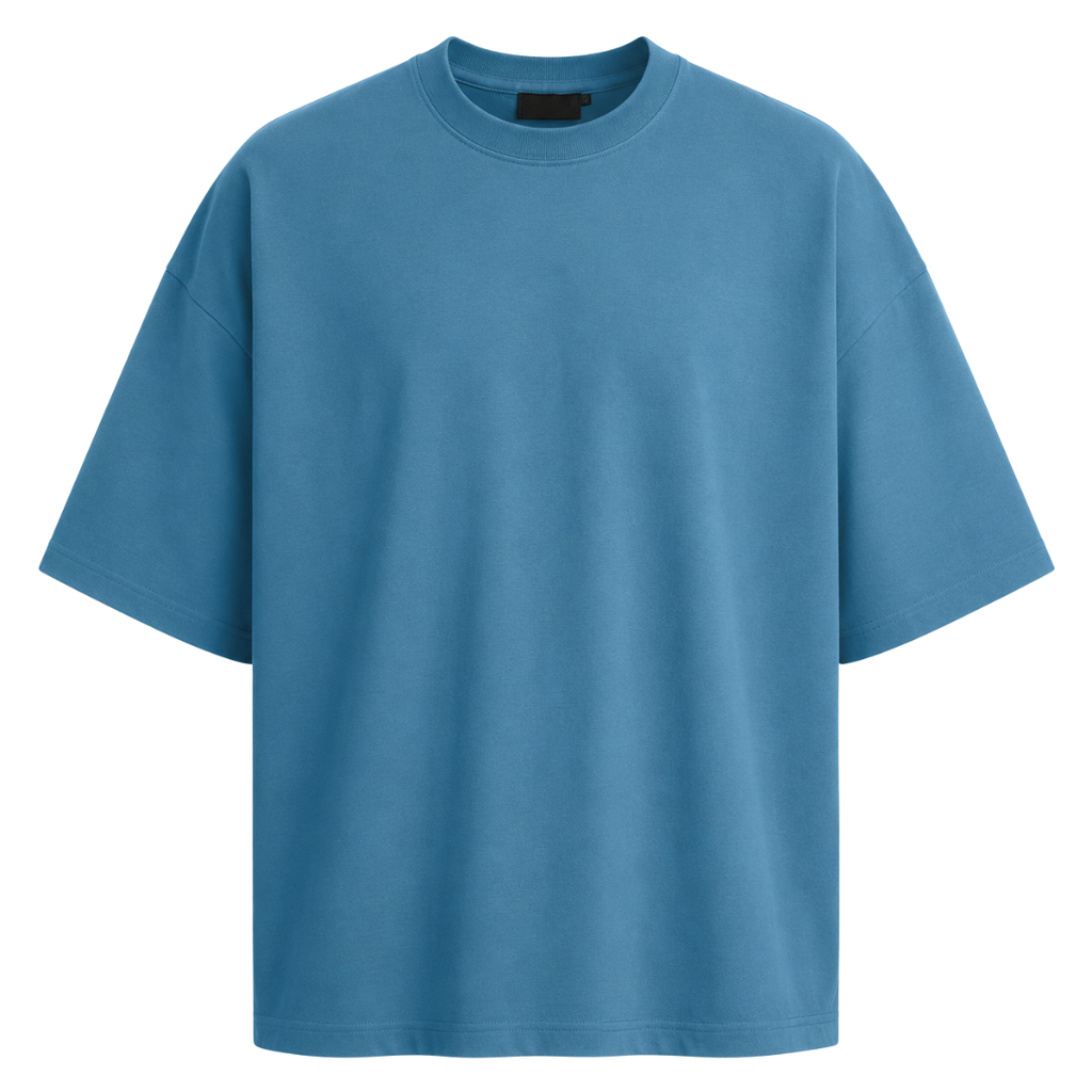 Premium Heavyweight Cotton Oversized T-Shirt – Cyan Blue | GINBENTLIN